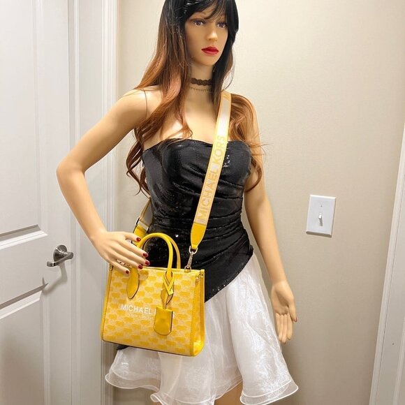 Michael Kors tote mirella small shopper top zip handbag crossbody bag butter - Picture 12 of 12